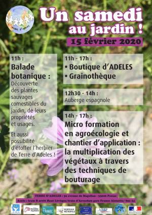 Affiche Samedi au Jardin d'ADELES du 15/02/2020 Affiche Samedi au Jardin d'ADELES du 15/02/2020