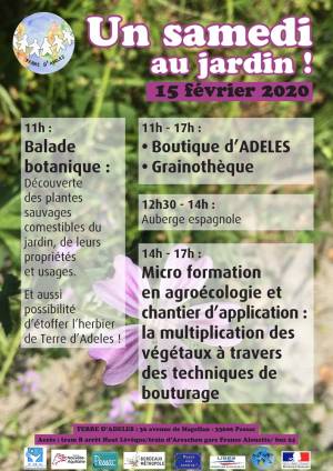 Affiche Samedi au Jardin d'ADELES du 15/02/2020